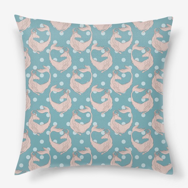 Подушка «Fishhorse blue dotted pattern»