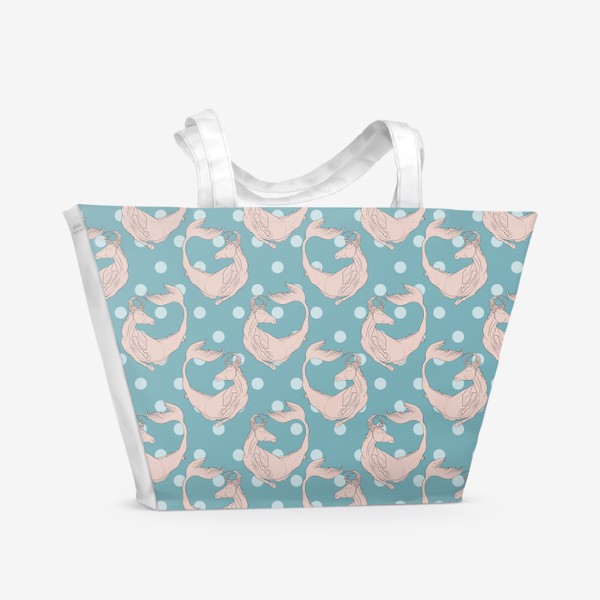 Пляжная сумка «Fishhorse blue dotted pattern»