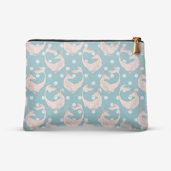 Косметичка «Fishhorse blue dotted pattern»