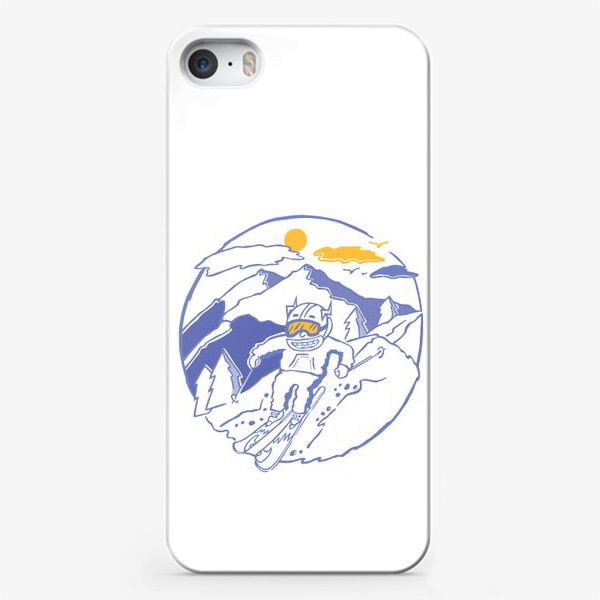 Чехол iPhone «Горнолыжник. Эльбрус. Подарок любителю гор и зимних видов спорта»