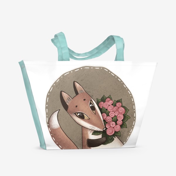 Пляжная сумка «Лис с цветами»