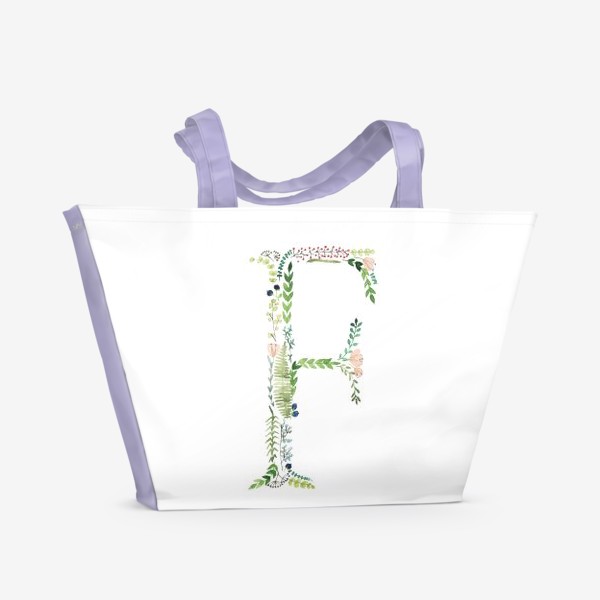 Пляжная сумка &laquo;Буква F из веточек, цветов, листиков и ягод.&raquo;