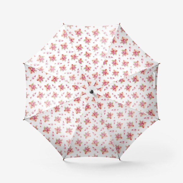 Зонт «Романтичный орнамент на тему любви с валентинками, сердечками и стрелами»