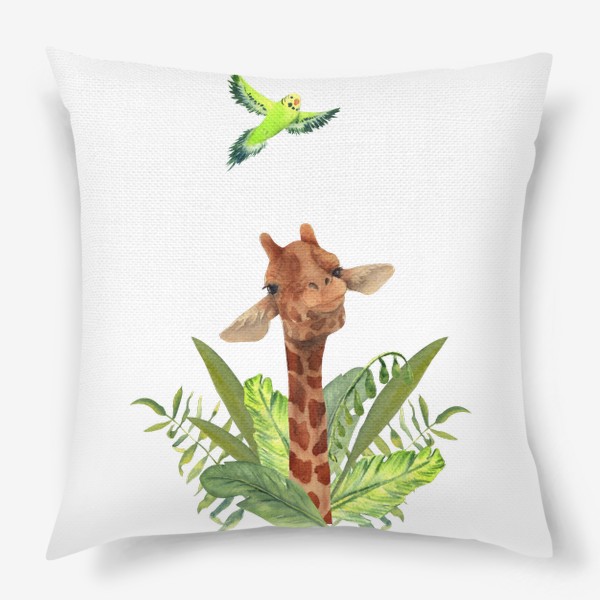 Подушка «жираф и птичка»