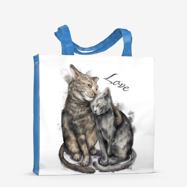 Сумка-шоппер &laquo;Акварельные коты любовь &raquo;