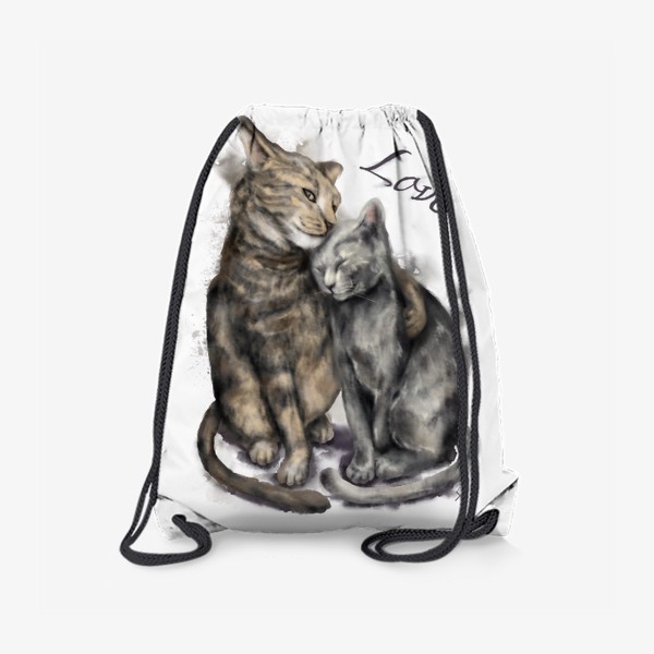Рюкзак «Акварельные коты любовь »