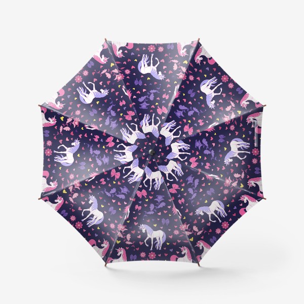 Зонт «Единороги и цветы»
