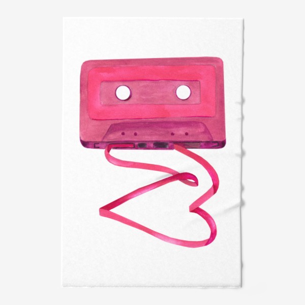 Полотенце &laquo; Винтажная аудиокассета  с сердцем из плёнки&raquo;