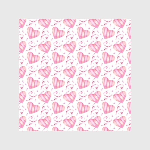 Шторы «Нежный орнамент с розовыми сердечками, лентами и конфетти »