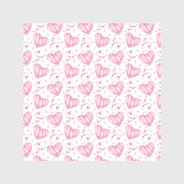 Скатерть «Нежный орнамент с розовыми сердечками, лентами и конфетти »