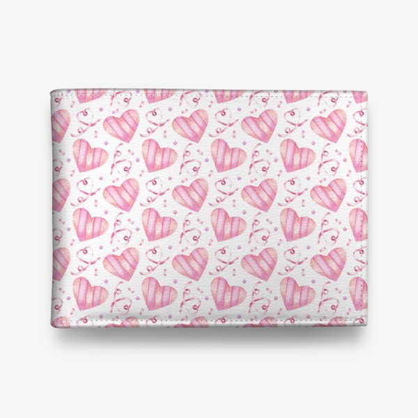 Кошелек «Нежный орнамент с розовыми сердечками, лентами и конфетти »