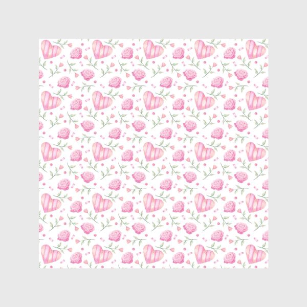Скатерть «Нежный паттерн в розовых тонах с цветами и сердечками»