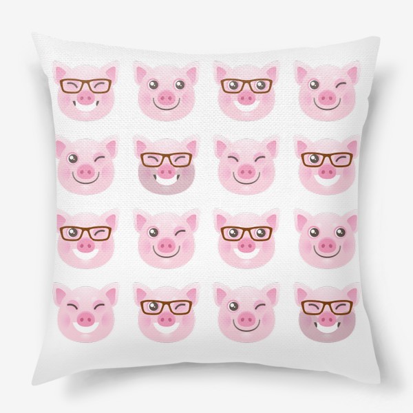Подушка «Счастливые, розовые, смеющиеся свинки. Свинья. Довольный Хрюн»