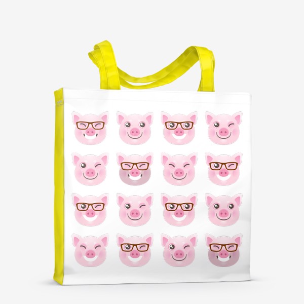 Сумка-шоппер «Счастливые, розовые, смеющиеся свинки. Свинья. Довольный Хрюн»