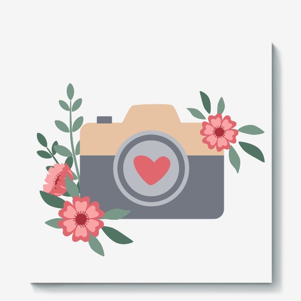 Холст «Фотоаппарат День всех влюбленных»