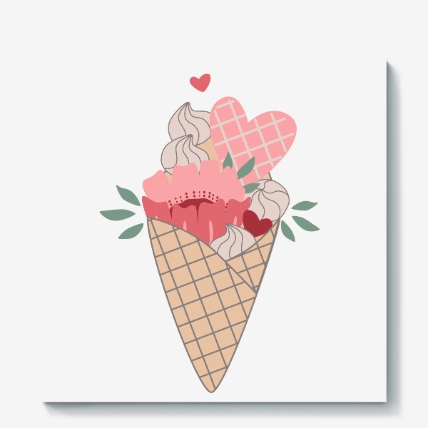 Холст «Мороженое букет День всех влюбленных»