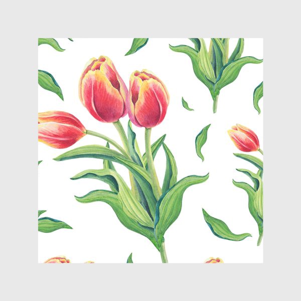 Скатерть «Яркие тюльпаны на белом»