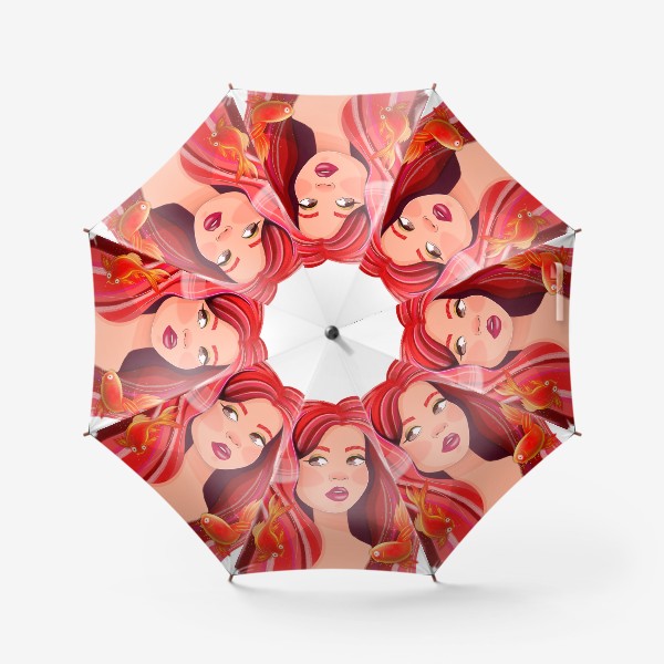 Зонт «Девушка с рыбками»