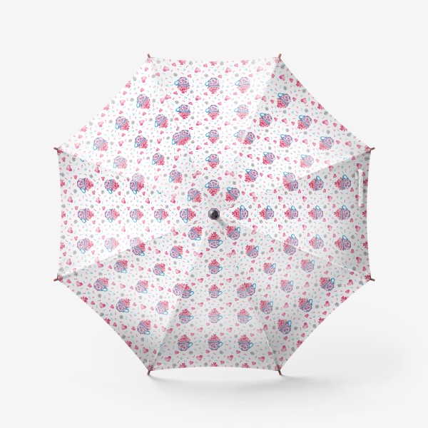 Зонт «Нежный акварельный паттерн с кружками и сердечками»