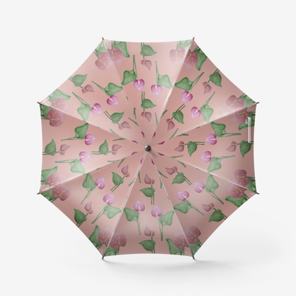 Зонт «Антуриумы на бежевом фоне»
