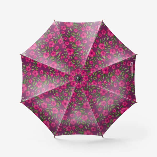 Зонт «Гибискусы на вишневом фоне»