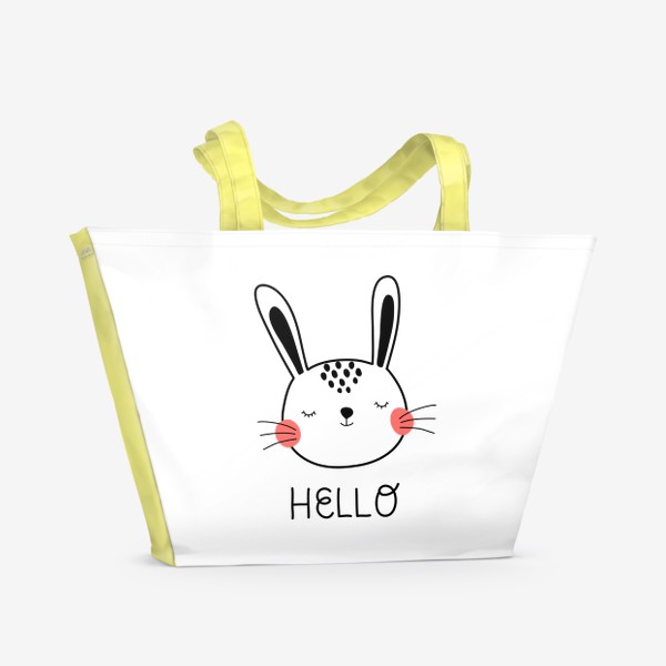 Пляжная сумка «Милый зайка и надпись Привет»