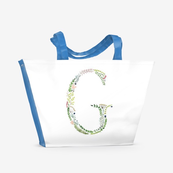 Пляжная сумка &laquo;Буква G из веточек, листиков, цветов и ягод.&raquo;