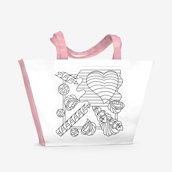 Пляжная сумка «Сердце, стрелы, лепестки»