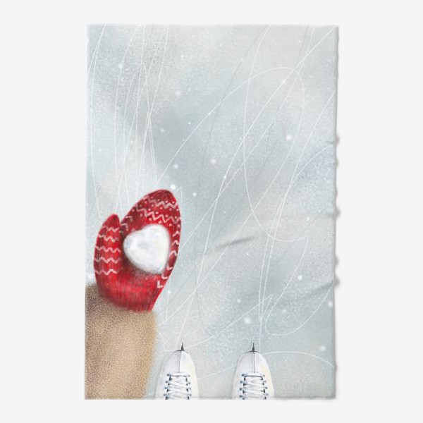 Полотенце «Снежная зима коньки лед варежка снежное сердце»