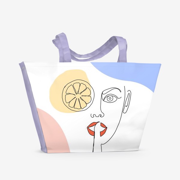 Пляжная сумка «Девушка в лимоне »