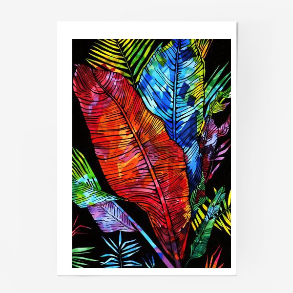 Постер «мозаика цвета на листьях»