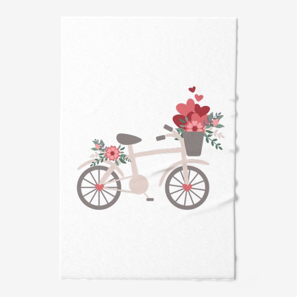 Полотенце «День всех влюбленных, велосипед и цветы»