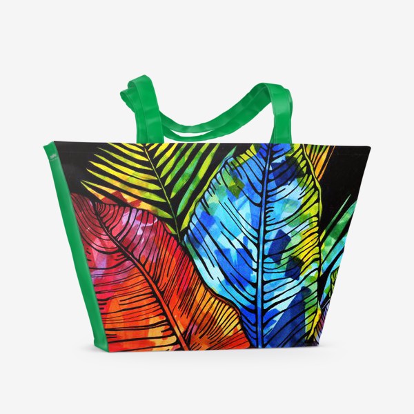 Пляжная сумка «мозаика цвета на листьях»
