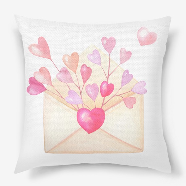 Подушка «Конверт с розовыми сердечками»