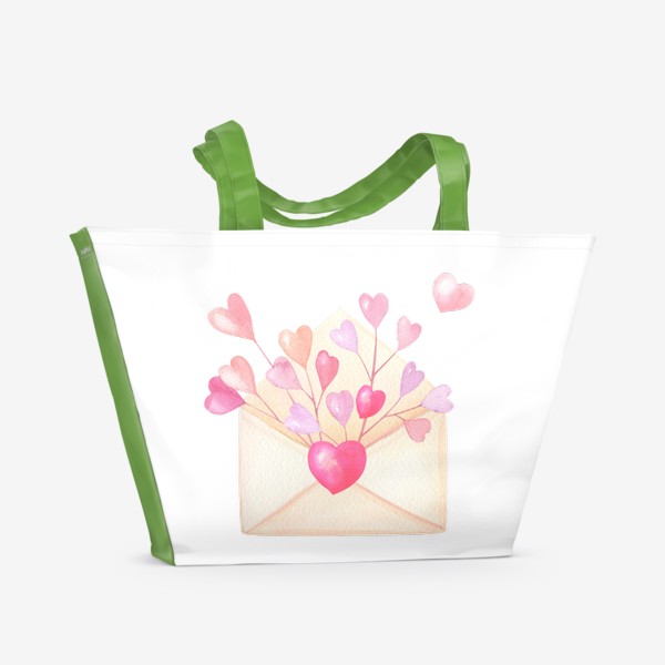 Пляжная сумка «Конверт с розовыми сердечками»