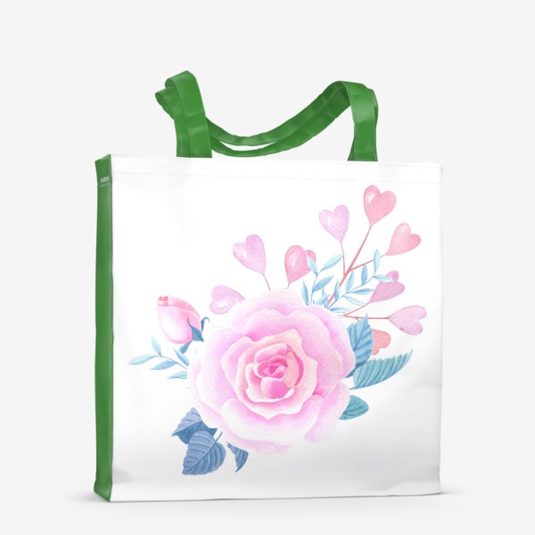 Сумка-шоппер «Роза и розовые сердечки»