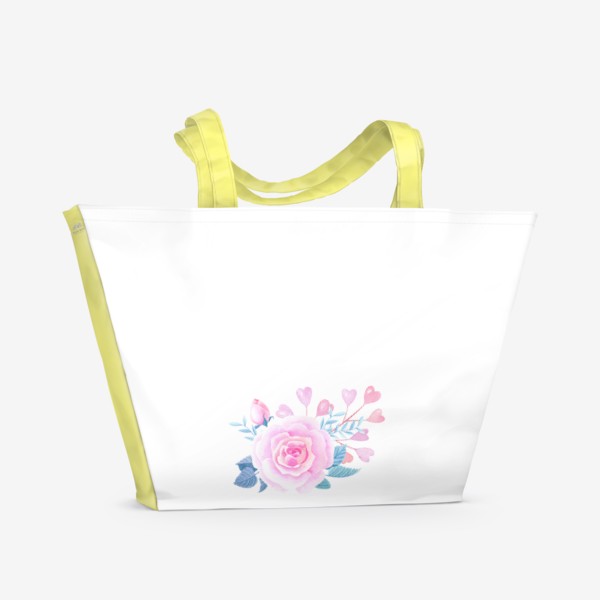 Пляжная сумка «Роза и розовые сердечки»