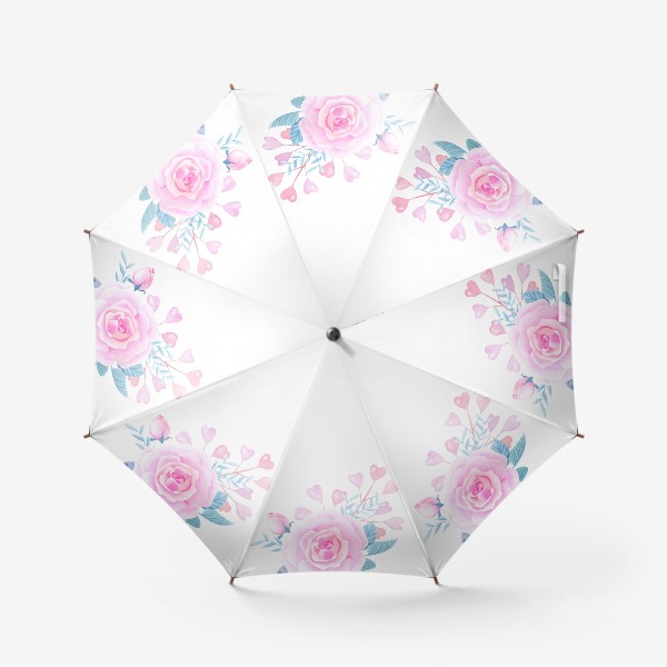 Зонт «Роза и розовые сердечки»