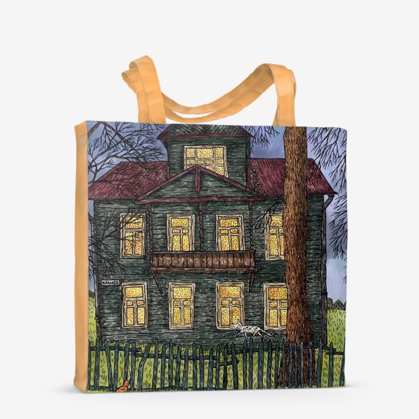 Сумка-шоппер «Осеннее настроение пейзаж с домом»