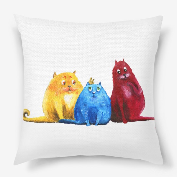 Подушка «Цветное трио котов»