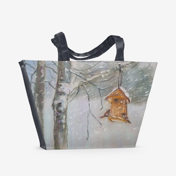 Пляжная сумка &laquo;Скворечник Зимний пейзаж Пастель&raquo;