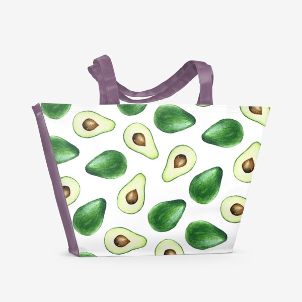 Пляжная сумка «Авокадо паттерн белый»