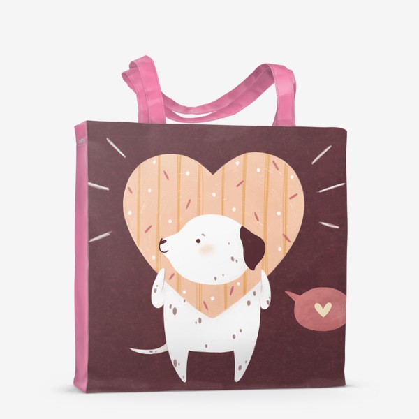 Сумка-шоппер «Собака далматинец в шапочке сердечке »