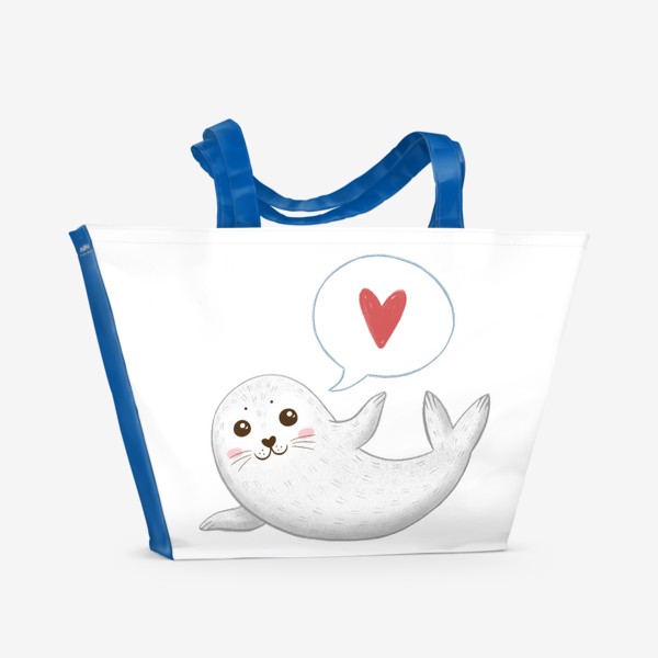 Пляжная сумка «Милый тюлень с сердечком»