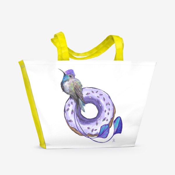 Пляжная сумка «Колибри и пончик »
