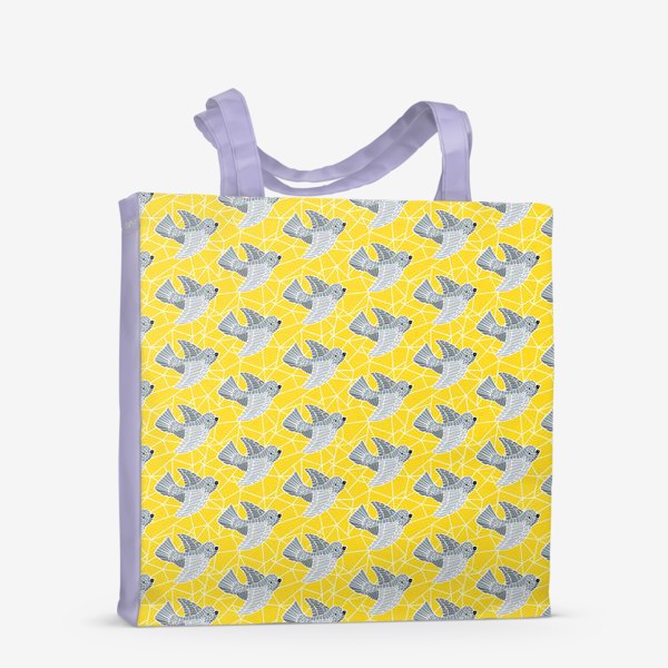 Сумка-шоппер «Мозаичные птички на желтом фоне»