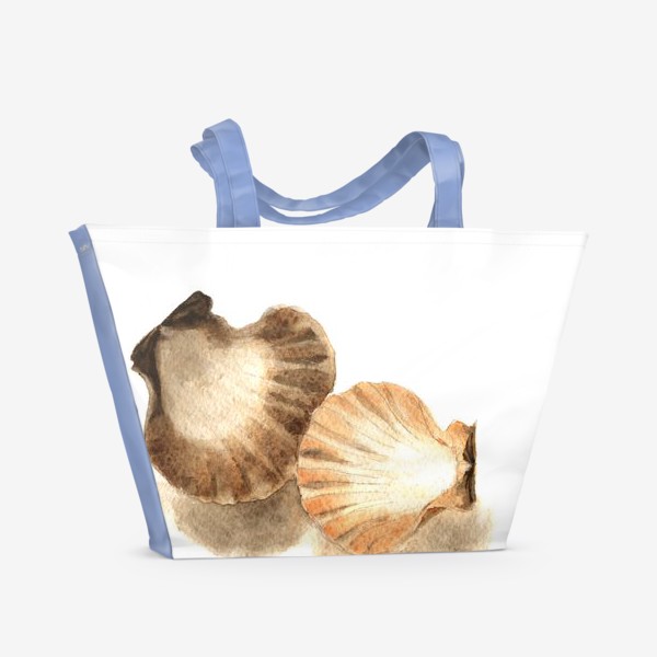 Пляжная сумка «Две акварельные ракушки.»