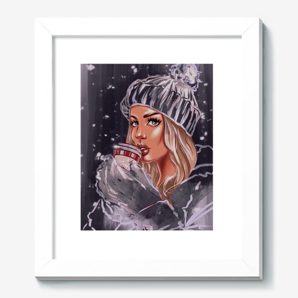 Картина «Девушка Зима. Fashion Иллюстрация. Кофе тайм.»