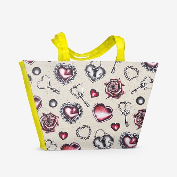 Пляжная сумка «Любовь. Сердца. День Влюбленных»