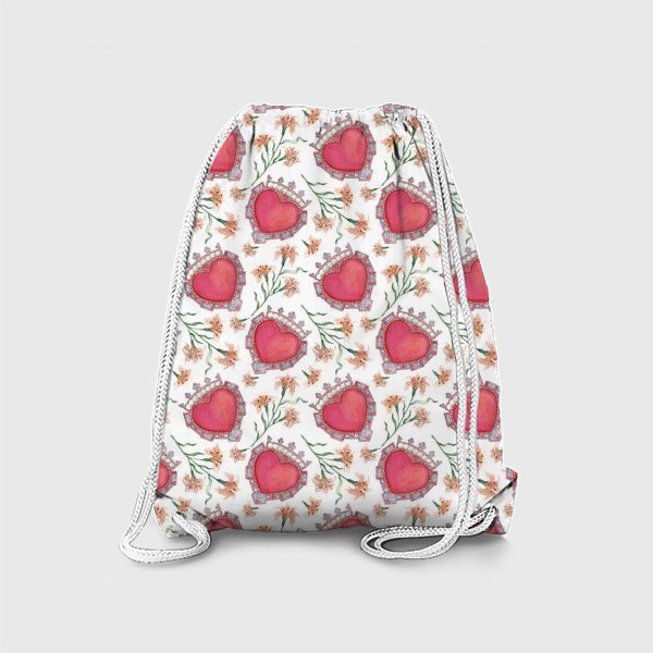 Рюкзак «Орнамент с сердцами и лилиями»